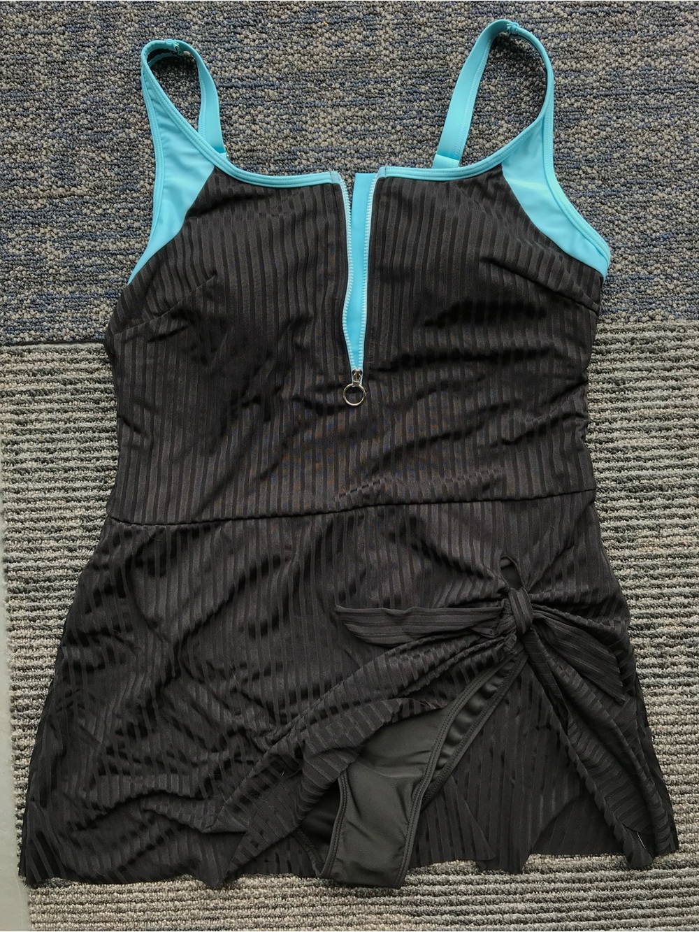 Women’s Black Swimdress with Turquoise Trim